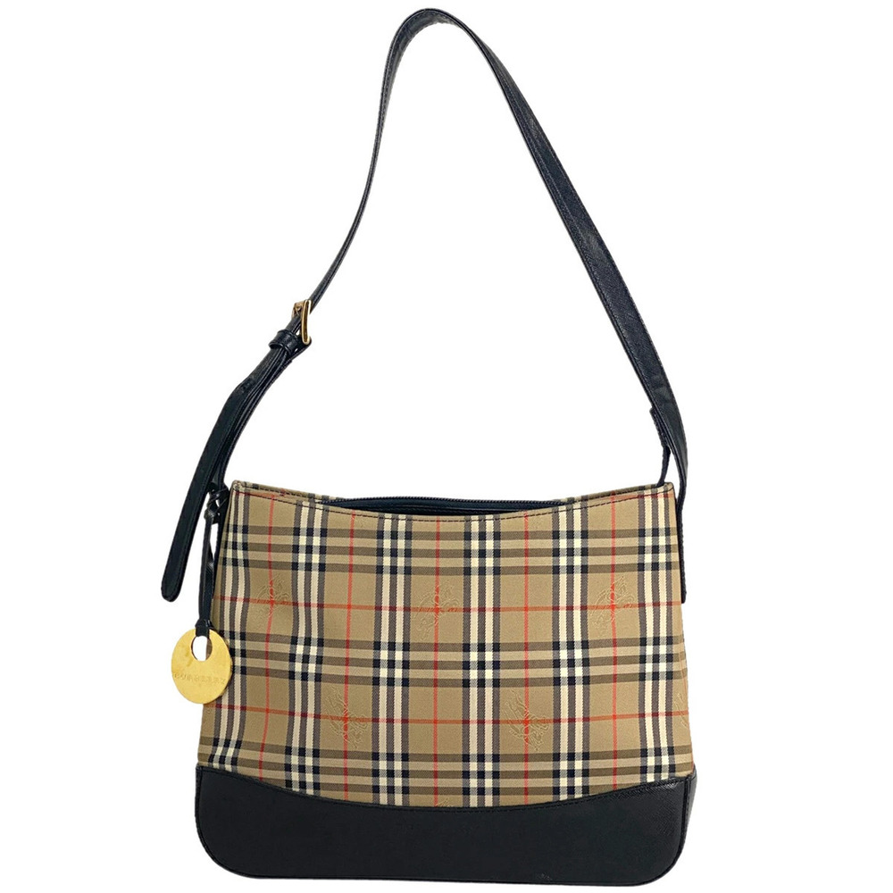 Burberry Check Shoulder Bag Crossbody Nova Logo Canvas Beige - Picture 1 of 7